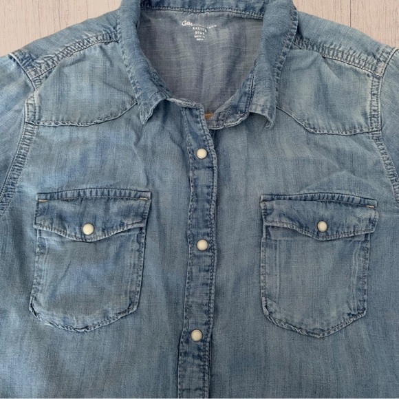 raw hem denim shirt button‎ up - Picture 3 of 9